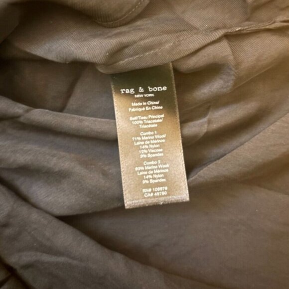 RAG & BONE Crew Neck Nick Tee - Wool Blend - Contrast Trim - Black & White Sz SP - Picture 5 of 5